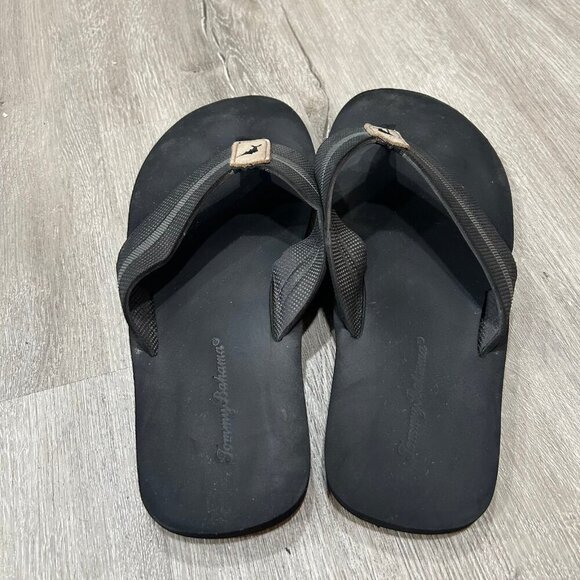 Tommy Bahama Men’s Black Logo Beach Taheeti Flip-Flops Size 12 - Picture 4 of 5